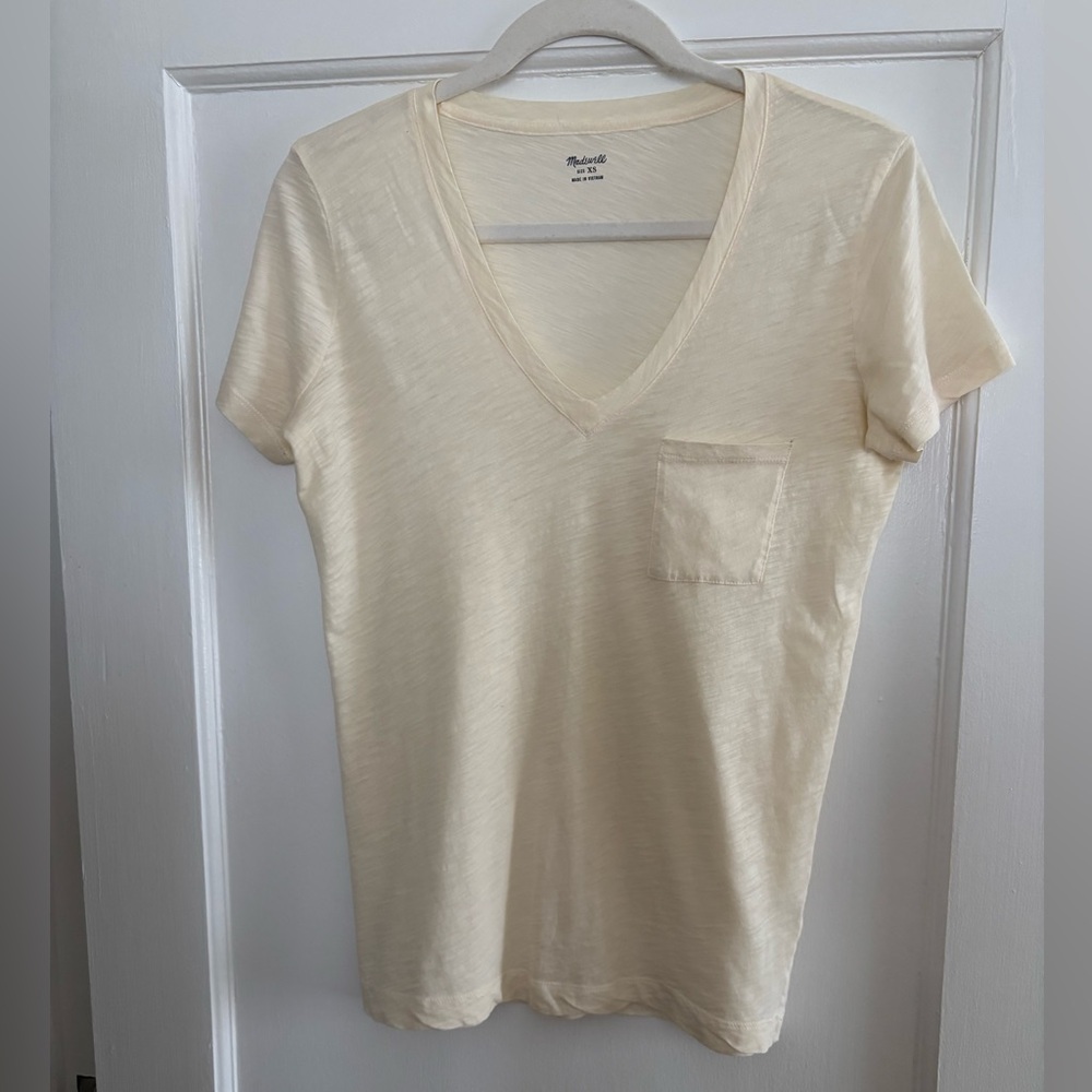 Madewell Cream whisper V-Neck Women's Tee